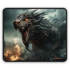 Dragon Fire Mouse Pad. Dragons. Fantasy. AI Art.