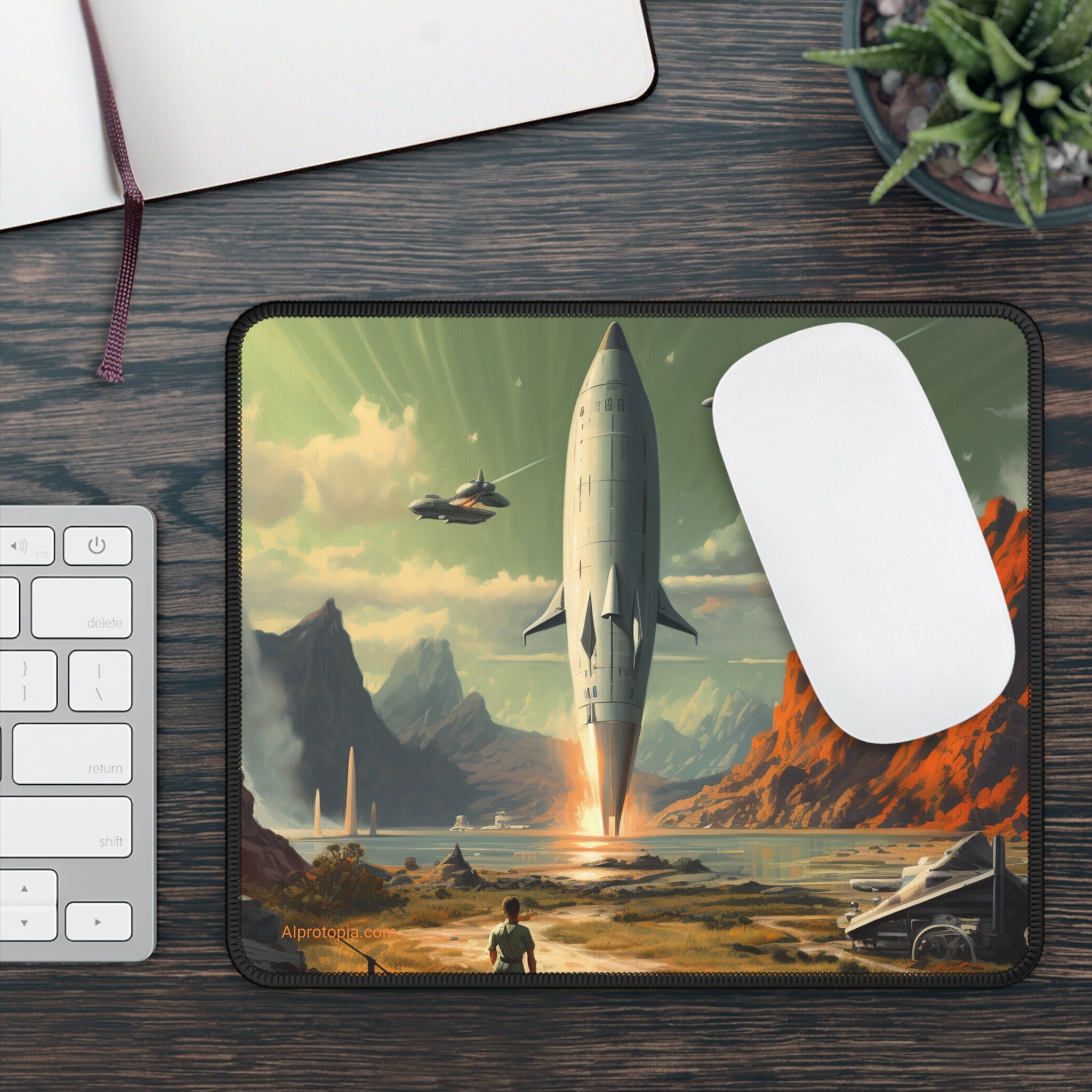 Gaming Mouse Pad. 1950's Pulp Sci-fi Rocketship. AI. AI Art. - Etsy
