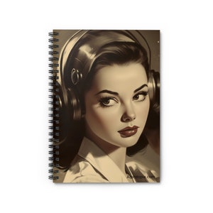 Vintage Sci-Fi. 1950s Sci-Fi art. AI Notebook. AI Art. AI Notepad. Spiral Notebook - Ruled Line.
