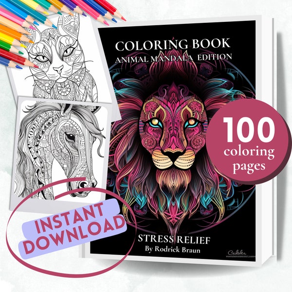 100 Mandalas Imprimibles Mandalas Para Colorear Páginas PDF Para Colorear Patrones Para Aliviar Estrés Arte Terapia Arte De Animales