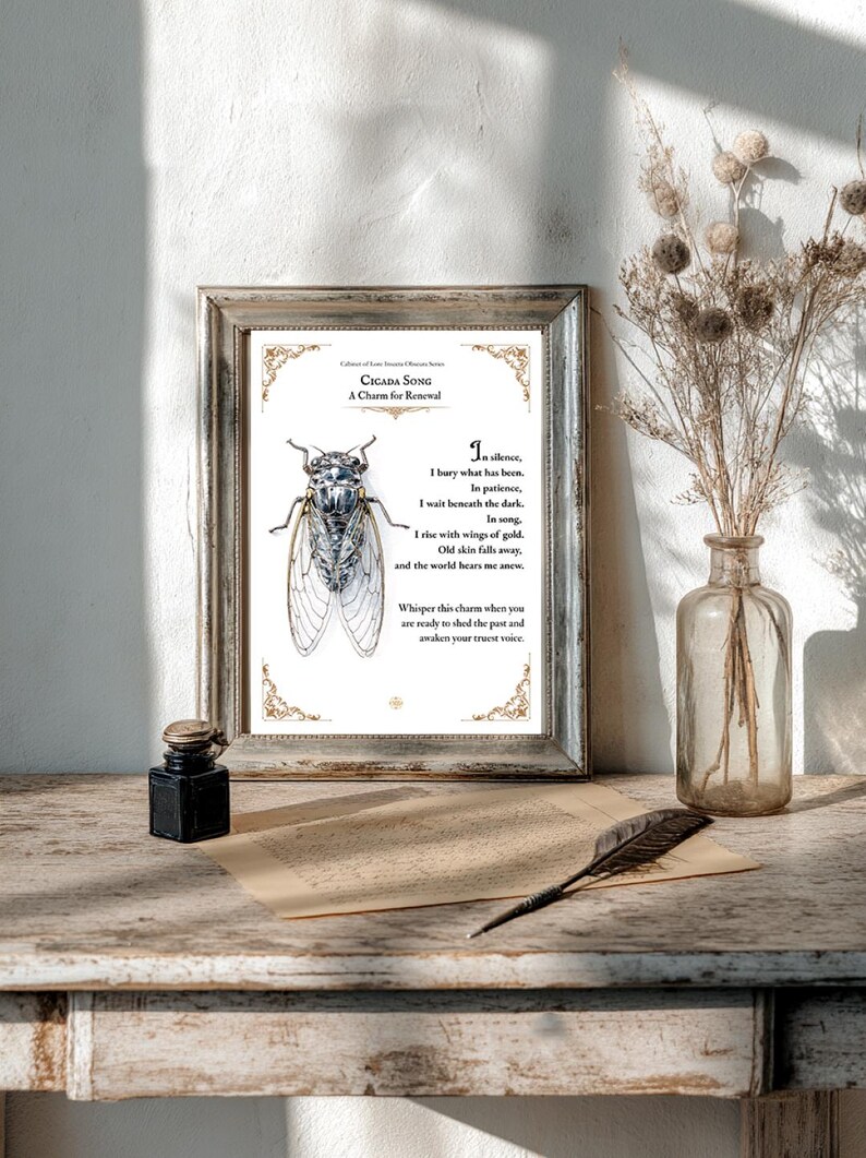 Cicada Text Cicada Song Printable | Gothic Insect Wall Art | Dark Academia Digital ...