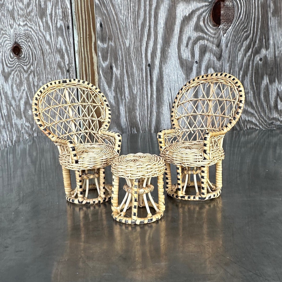Vintage Wicker Dollhouse Furniture Set Etsy