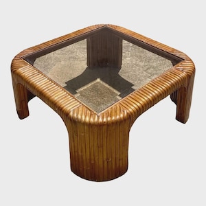 Vintage Coastal Pretzel Rattan Waterfall Coffee Table