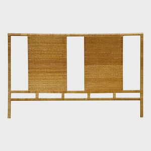 Late 20th Century Vintage Coastal Woven Rattan King Headboard