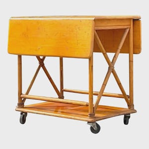 Mid 20th Century Vintage Heywood Wakefield Maple Bar Cart