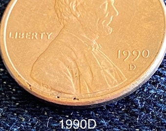 1990 D PENNY with lots of errors