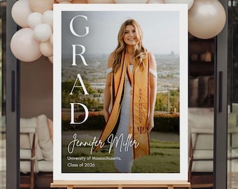 Graduation Party Welcome Sign with Photo, Class of 2026 Graduation Poster, Congrats Grad Party Yard Sign, Graduation Photo Keepsake Gift