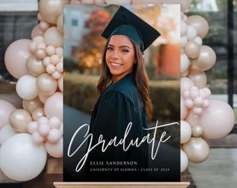 Graduation Welcome Sign, Class of 2026 Graduation Party Welcome Sign, Grad Party Decor, Graduation Yard Sign, Custom Photo Graduation Poster