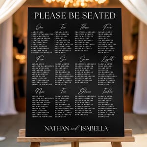 Wedding Seating Chart, Custom Foam Board Reception Entrance Sign, Minimalist Wedding Guest Decor, Black acrylic Wedding Sign Seat Chart