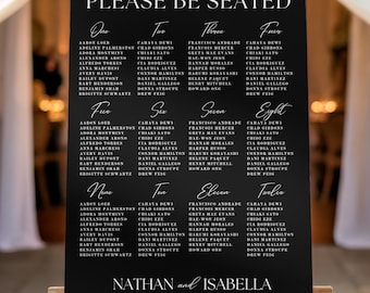Wedding Seating Chart, Custom Foam Board Reception Entrance Sign, Minimalist Wedding Guest Decor, Black acrylic Wedding Sign Seat Chart