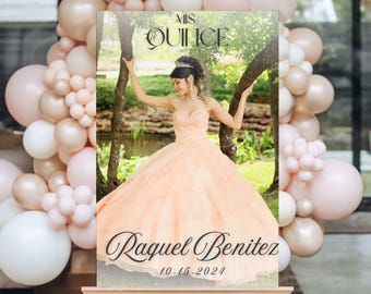 Custom Photo Quinceañera Welcome Sign, Personalized Mis Quince Años Poster, 15th Birthday Decor, Fifteenth Quinceanera Foam Board Easel Sign