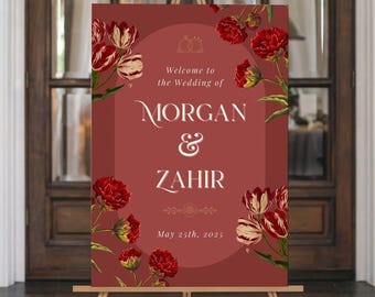 Indian Wedding Sign, Mehndi Decor, Sangeet Welcome Sign,  Haldi Welcome Sign, Punjabi Custom Welcome Sign, Floral Wedding Decoration