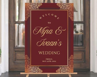 Indian Wedding Sign, Mehndi Decor, Sangeet Welcome Sign,  Haldi Welcome Sign, Punjabi Custom Welcome Sign, Floral Wedding Decoration