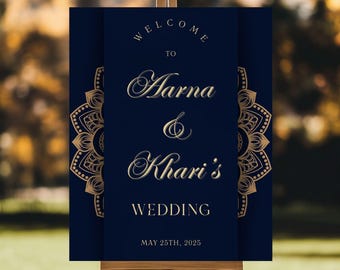 Indian Wedding Sign, Mehndi Decor, Sangeet Welcome Sign,  Haldi Welcome Sign, Punjabi Custom Welcome Sign, Floral Wedding Decoration
