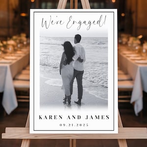 Engagement Party Welcome Sign | Custom Photo Acrylic, Wood, Foam Board or Framed Engagement Dinner Decor | Personalized We’re Engaged Sign