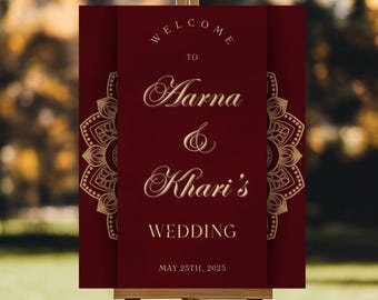 Indian Wedding Sign, Mehndi Decor, Sangeet Welcome Sign,  Haldi Welcome Sign, Punjabi Custom Welcome Sign, Floral Wedding Decoration
