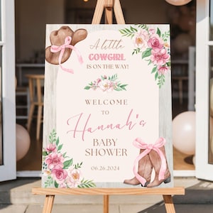 Cowgirl Baby Shower Sign, Custom Foam Board Baby Shower Welcome Sign,  Western Baby Girl Easel sign, Personalized Baby Shower Poster
