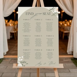 Wedding Seating Chart Sign for Reception or Party | Custom Acrylic, Wood, Foam Board, or Framed Event Seating Display | Table Assignment