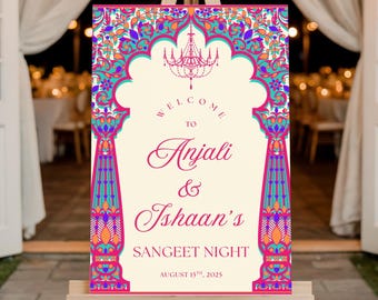 Indian Wedding Sign, Mehndi Decor, Sangeet Welcome Sign,  Haldi Welcome Sign, Punjabi Personalized Welcome Sign, Custom Party Decor