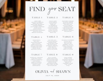 Wedding Seating Chart Sign for Reception or Party | Custom Acrylic, Wood, Foam Board, or Framed Event Seating Display | Table Assignment