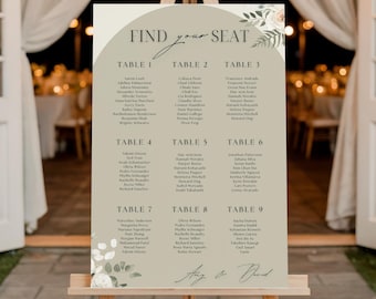 Wedding Seating Chart Sign for Reception or Party | Custom Acrylic, Wood, Foam Board, or Framed Event Seating Display | Table Assignment