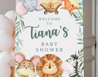 Safari Theme Baby Shower Sign, Gender Neutral Baby Shower Decorations, Custom Baby Shower Welcome Sign, Personalized Foam Easel sign