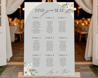 Wedding Seating Chart Sign for Reception or Party | Custom Acrylic, Wood, Foam Board, or Framed Event Seating Display | Table Assignment