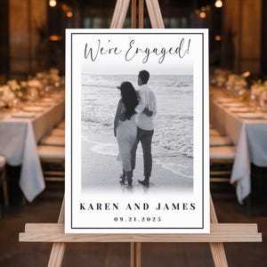 Engagement Party Welcome Sign | Custom Photo Acrylic, Wood, Foam Board or Framed Engagement Dinner Decor | Personalized We’re Engaged Sign