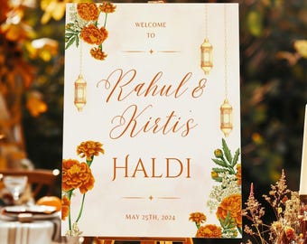 Indian Wedding Sign, Mehndi Decor, Sangeet Welcome Sign,  Haldi Welcome Sign, Punjabi Personalized Welcome Sign, Custom Indian Decor