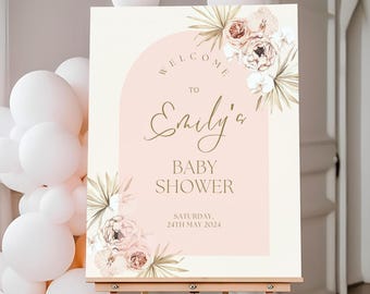 Personalized Baby Shower Sign, Custom Baby Shower Welcome Sign, Baby Shower Easel sign, Floral Baby Shower Poster, Foam Board Sign