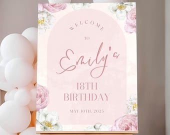 18th Birthday Welcome Sign, Eighteenth Birthday Welcome Sign, 18 Birthday Party Decorations, Birthday Poster, Foam Board Easel Sign