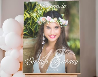 18th Birthday Welcome Sign, Custom Photo Eighteenth Birthday Welcome Poster, 18 Birthday Party Decorations, Foam Board Easel Sign