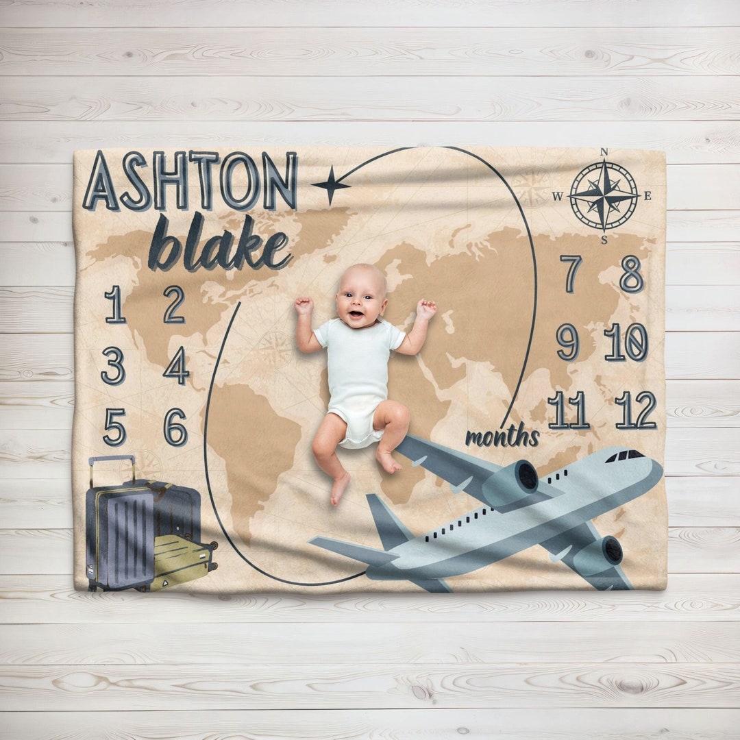 Travel Milestone Blanket, Baby Milestone Blanket Boy, Baby Monthly