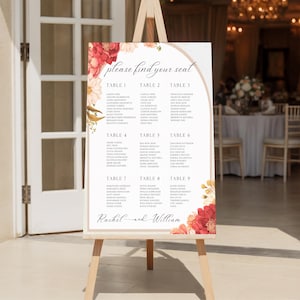 Wedding Seating Chart Sign for Reception or Party | Custom Acrylic, Wood, Foam Board, or Framed Event Seating Display | Table Assignment