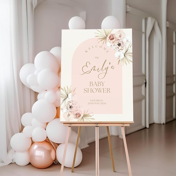 Personalized Baby Shower Sign, Custom Baby Shower Welcome Sign, Baby Shower Easel sign, Floral Baby Shower Poster, Foam Board Sign