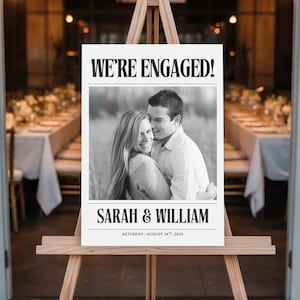Engagement Party Welcome Sign | Custom Photo Acrylic, Wood, Foam Board or Framed Engagement Dinner Decor | Personalized We’re Engaged Sign