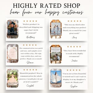 a collection of customer reviews for a highly rated shop, with each review expressing satisfaction with the products and services provided. The reviews are written in a positive and enthusiastic tone, highlighting the shop's excellent communication, the quality of the products, and the overall customer experience.
