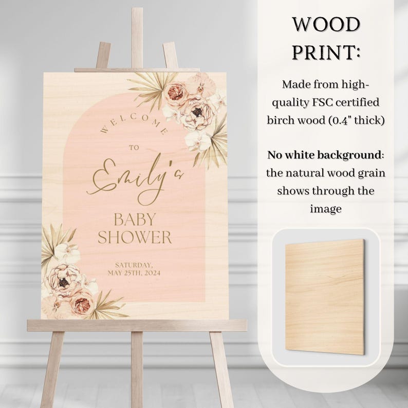 Personalized Baby Shower Sign, Custom Baby Shower Welcome Sign, Baby Shower Easel sign, Floral Baby Shower Poster, Foam Board Sign image 3