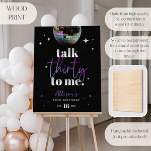 30th Birthday Welcome Sign, Foam Board 30th Birthday Party Decoration, Talk Thirty to Me Foam Board Sign for easel, 30 Birthday Party Decor image 3