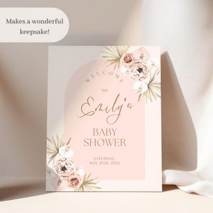 Personalized Baby Shower Sign, Custom Baby Shower Welcome Sign, Baby Shower Easel sign, Floral Baby Shower Poster, Foam Board Sign image 6