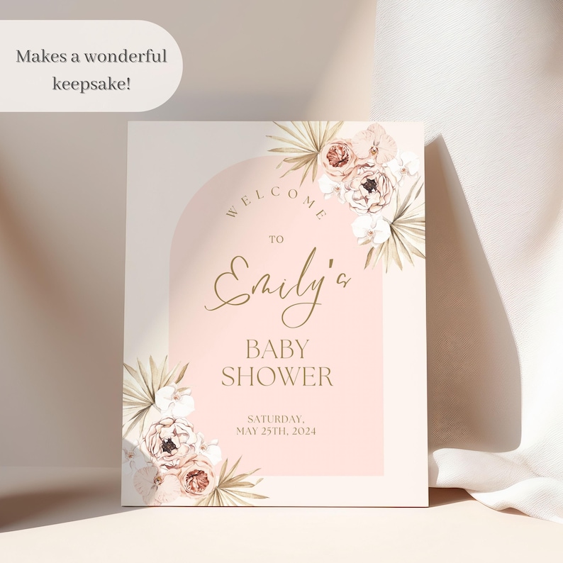 Personalized Baby Shower Sign, Custom Baby Shower Welcome Sign, Baby Shower Easel sign, Floral Baby Shower Poster, Foam Board Sign image 6