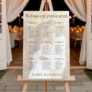 Tableau des tables de mariage avec photo pour la réception | Présentoir pour salle de réception personnalisé en acrylique, en bois, en carton mousse ou avec cadre | Attribution de table