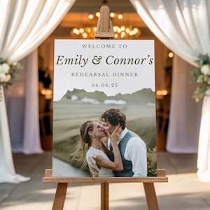 Rehearsal Dinner Sign with photo, The Night Before Wedding Welcome Sign, Acrylic Wedding Sign, Rehearsal Dinner Welcome Poster for Easel