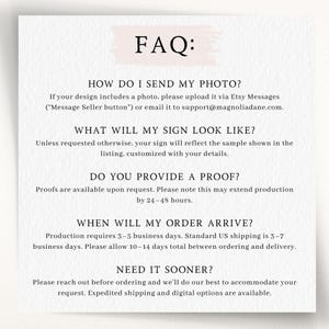 a series of questions and instructions related to sending a photo, including instructions on how to send a photo via email or through Etsy Messages, what to expect when an order arrives, and how to order items soon. The image does not contain any text that is too long or repetitive, and it does not describe individual images. The instructions are clear and concise, focusing on the process of sending a photo rather than providing specific details about each individual image.