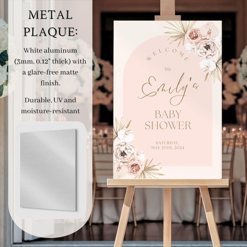 Personalized Baby Shower Sign, Custom Baby Shower Welcome Sign, Baby Shower Easel sign, Floral Baby Shower Poster, Foam Board Sign image 4