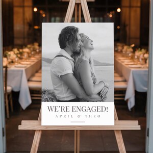 Engagement Party Welcome Sign | Custom Photo Acrylic, Wood, Foam Board or Framed Engagement Dinner Decor | Personalized We’re Engaged Sign