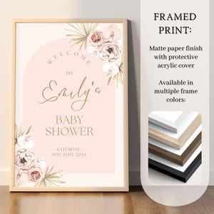 Personalized Baby Shower Sign, Custom Baby Shower Welcome Sign, Baby Shower Easel sign, Floral Baby Shower Poster, Foam Board Sign image 5