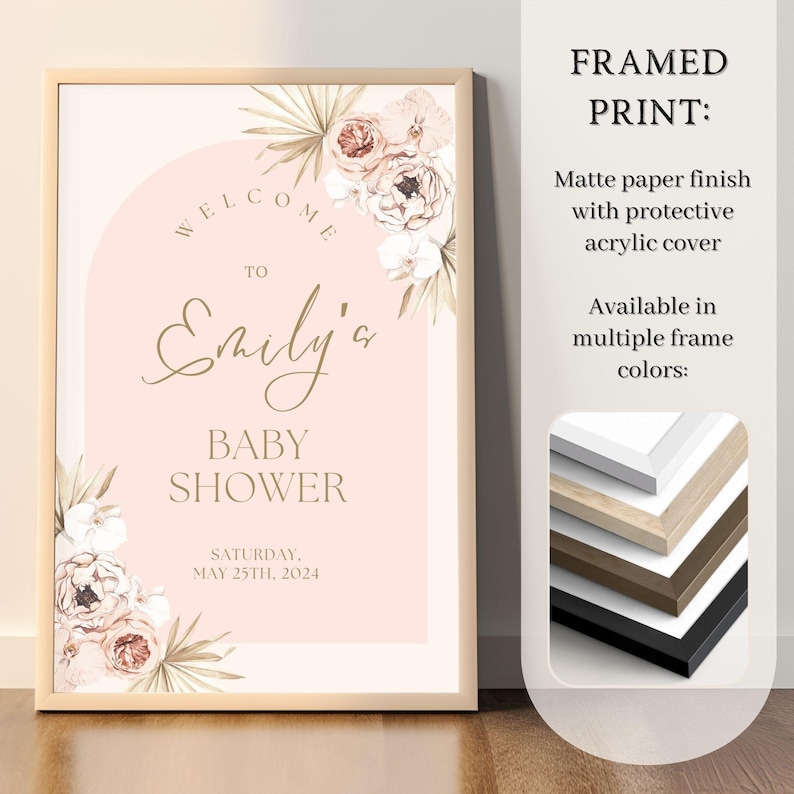 Personalized Baby Shower Sign, Custom Baby Shower Welcome Sign, Baby Shower Easel sign, Floral Baby Shower Poster, Foam Board Sign image 5