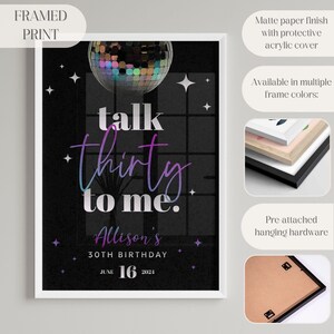 30th Birthday Welcome Sign, Foam Board 30th Birthday Party Decoration, Talk Thirty to Me Foam Board Sign for easel, 30 Birthday Party Decor image 4