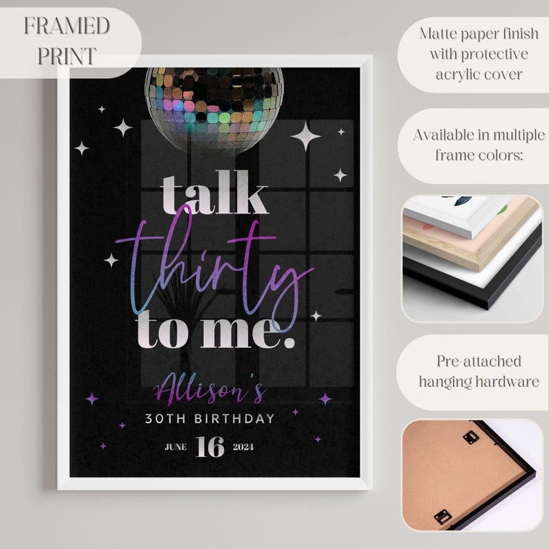 30th Birthday Welcome Sign, Foam Board 30th Birthday Party Decoration, Talk Thirty to Me Foam Board Sign for easel, 30 Birthday Party Decor image 4